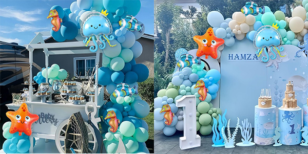 Balloon Garland with Shark Foil Balloons Balloon Garland with Shark Foil Balloons