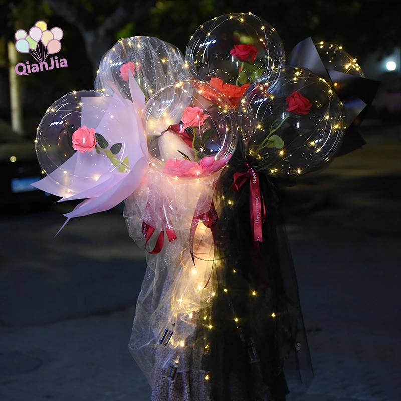 Rose Bobo Balloon with Led Lights